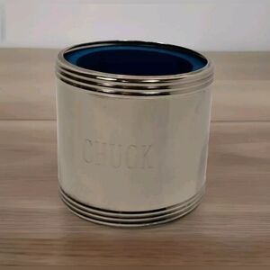 Vintage Brass Koozie Drink Holder Monogramed "Chuck"